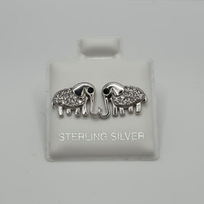 Elephant Pavé Stud Earrings in Sterling Silver