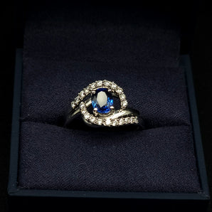Platinum Ring 1.41 ct Natural Sapphire & Diamond setting