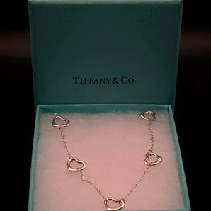 Tiffany & Co. Elsa Peretti Sterling Silver 5-Open-Heart Station Necklace