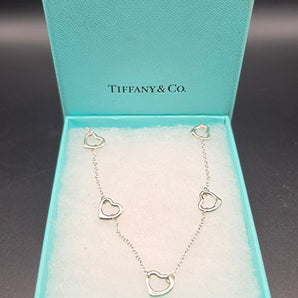 Tiffany & Co. Elsa Peretti Sterling Silver 5-Open-Heart Station Necklace
