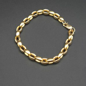 Fine Italian 18k Yellow Gold Coffee Bean Anchor Link Braclet
