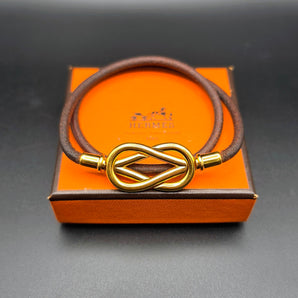 Hermès Vintage "Atame" Leather Double Tour Bracelet / Choker