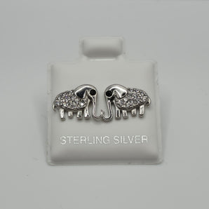 Elephant Pavé Stud Earrings in Sterling Silver